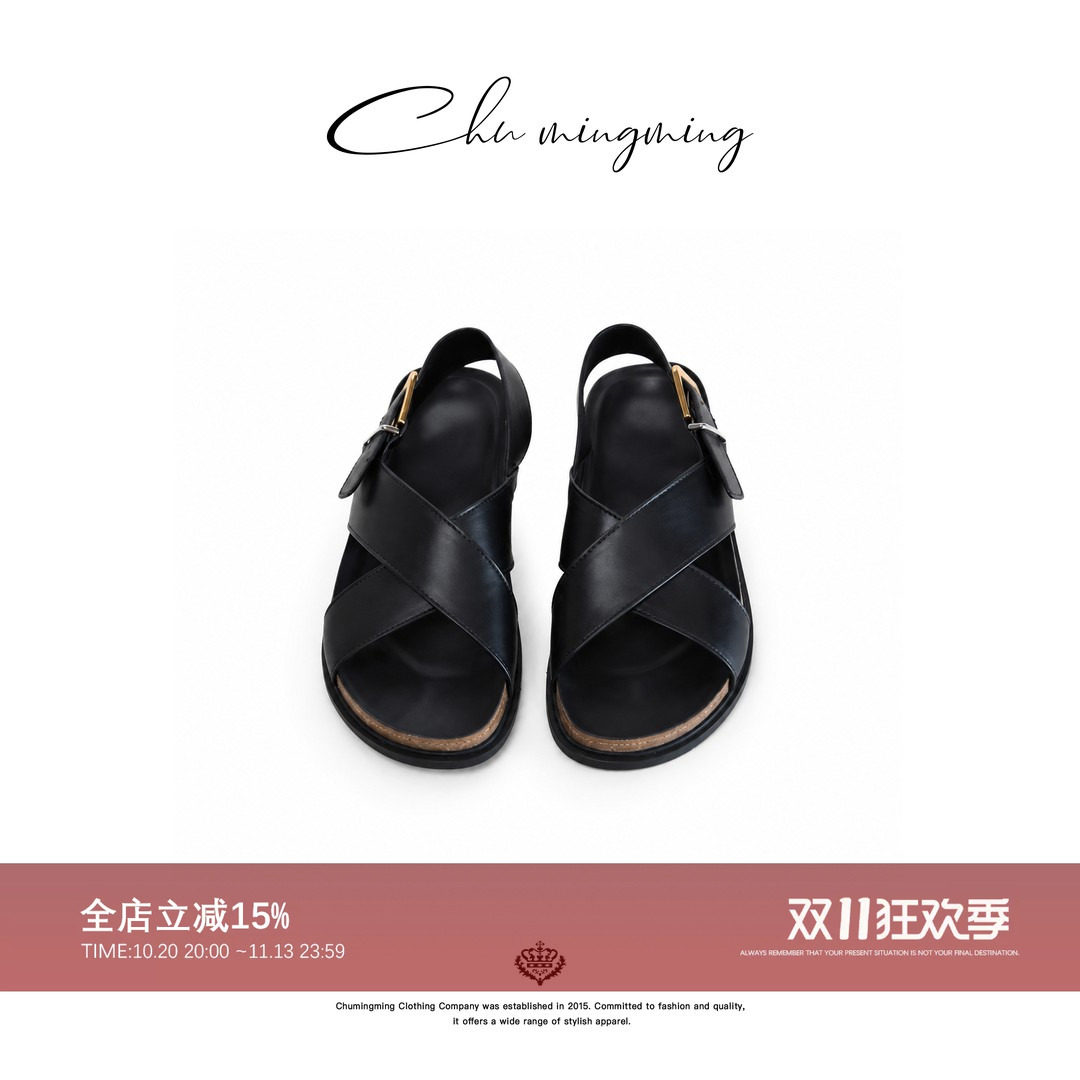 CHU楚妞交叉平底罗马凉鞋12XZ2631-YP