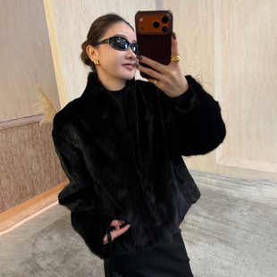 CHU楚妞[夜奢]进口水貂毛貂皮皮草2025冬季新款女轻奢外套大衣