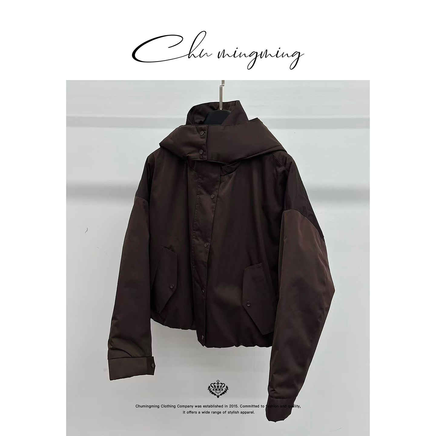 CHU楚妞三防中空纱90白鹅绒连帽短款羽绒服2025冬季新款女外套