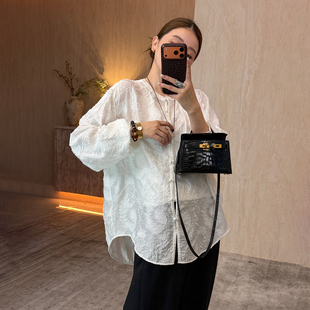 新款 CHU楚妞 2026春季 重工提花烧花衬衫 女遮肉显瘦衬衣上衣 栀子