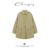 新款 尼龙翻领短外套2026夏季 女高街复古飞行员夹克 栖野 CHU楚妞