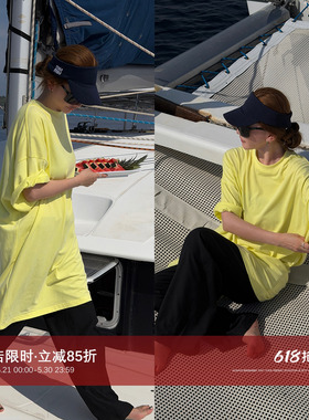 CHU楚妞[大白絮语]纯棉圆领短袖长款T恤2026春夏季新款女阔版上衣