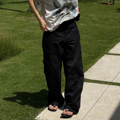 春夏季新款女百搭弯刀阔腿工装裤