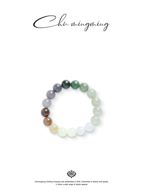 CHU楚妞全家福彩色天然和田玉配饰春季新款多宝玉石素圈手串