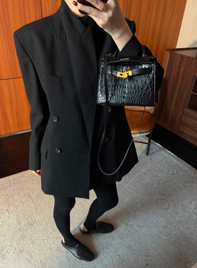 CHU楚妞[绅型]BC同源澳洲精纺羊毛双排扣西装2026春季新款女外套