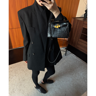 新款 CHU楚妞 2026春季 BC同源澳洲精纺羊毛双排扣西装 女外套 绅型