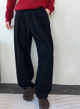 CHU楚妞全棉摇摆百搭褶皱休闲裤子春季新款女原创设计蓬蓬裤