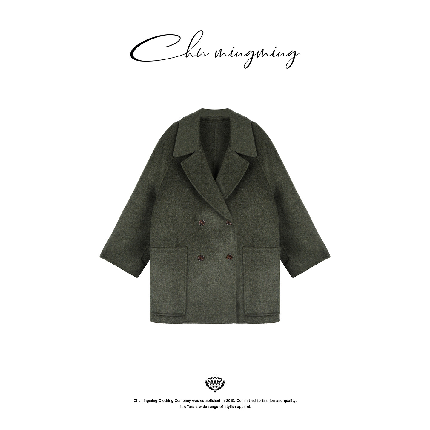 CHU楚妞阿尔巴克羊毛混纺毛呢大衣2025秋冬季新款女轻奢老钱外套