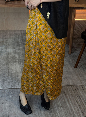 CHU楚妞[织光]提花系带H型半身裙2026夏季新款女优雅中式国风裙子