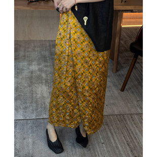 女优雅中式 CHU楚妞 新款 提花系带H型半身裙2026夏季 国风裙子 织光