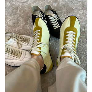 CHU楚妞头层牛皮休闲鞋春季新款女复古系带阿甘运动德训鞋