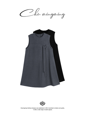 CHU楚妞[柔结]澳洲羊绒羊毛系带背心连衣裙2026春季新款女裙子