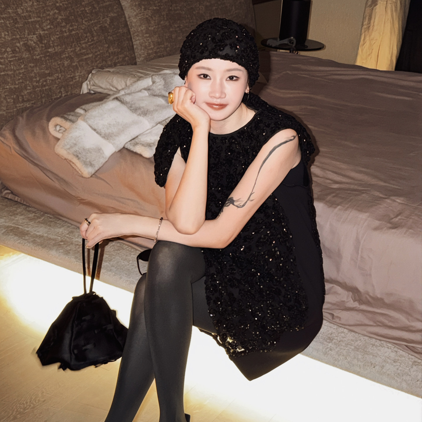 CHU楚妞[星墨]网纱亮片背心连衣裙2026春季新款女高级感小黑裙子,女装/女士精品,连衣裙,淘宝优惠券,粉丝福利购,淘宝优惠卷