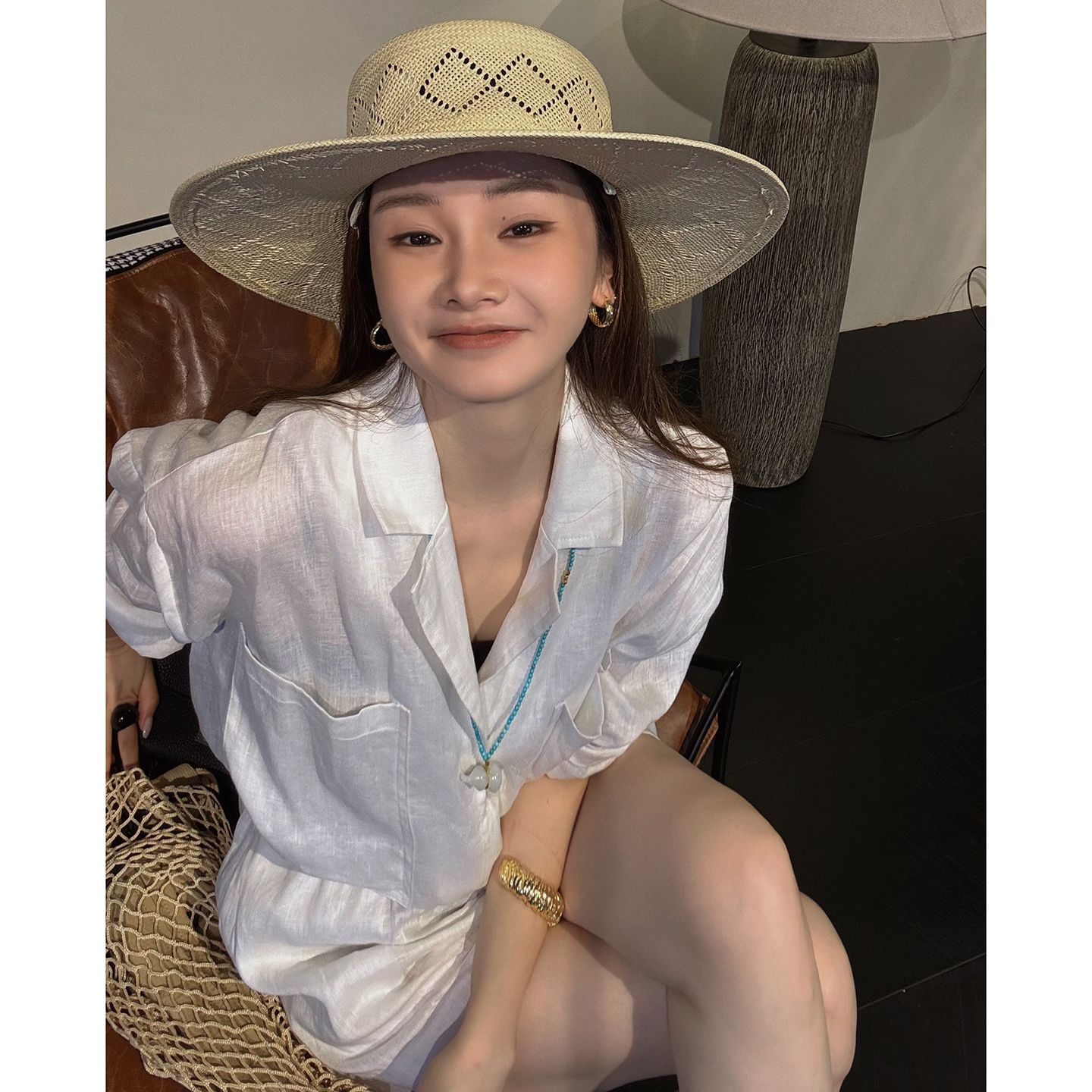 夏季新款法国苎麻休闲老钱连体裤