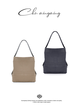 CHU楚妞树膏牛皮水桶包2026春季新款女时尚百搭老钱风气质托特包