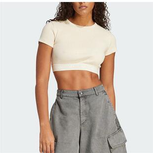 adidas三叶草女装 舒适修身短款圆领短袖T恤JD0040 JD0041 JW3577