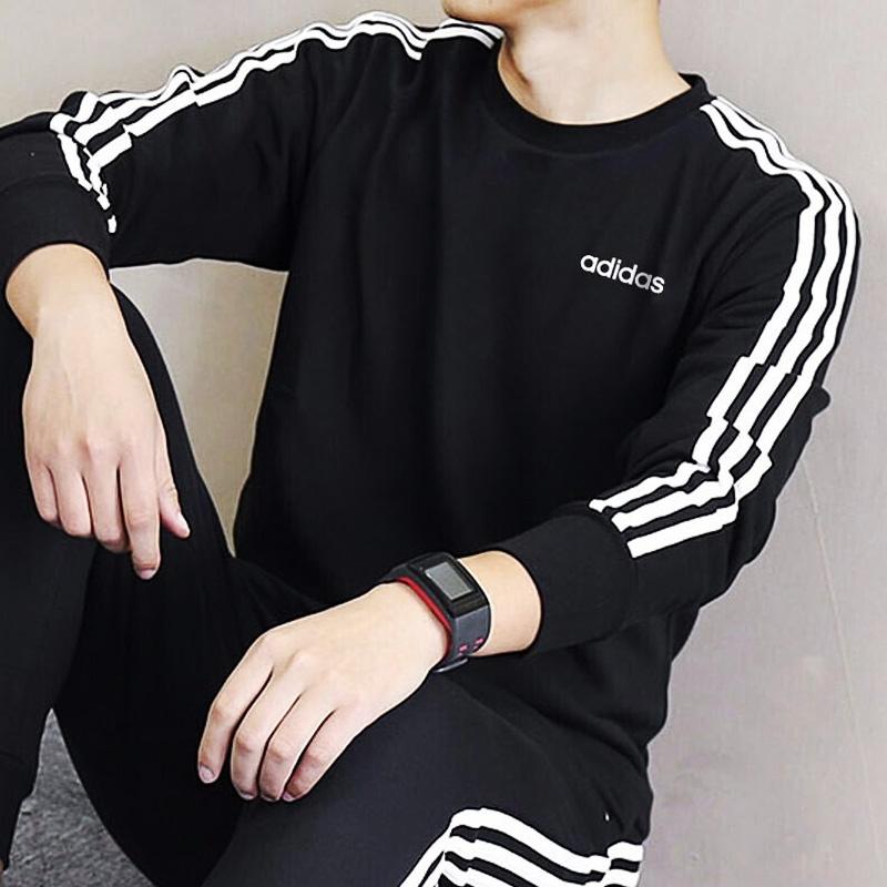 休闲运动套头卫衣阿迪达斯圆领男
