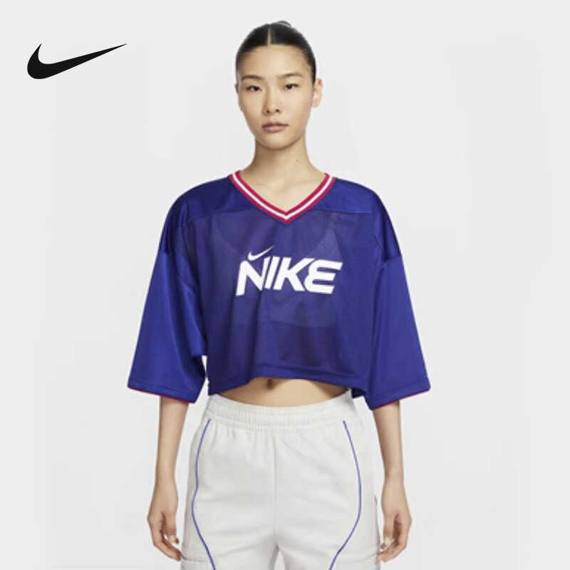 耐克女V领复古简约短袖T恤HF6288