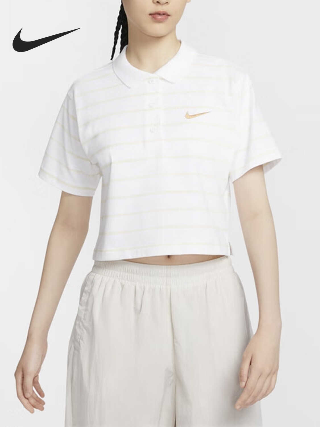 Nike/耐克正品女士宽松时尚短款休闲短袖POLO衫T恤 HM4649-100