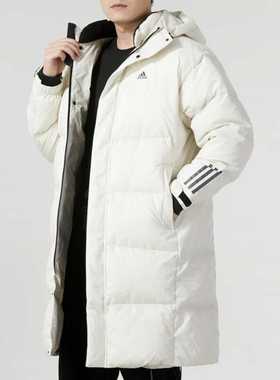阿迪达斯男连帽长款羽绒服防寒保暖时尚休闲百搭IL8927 IL8930