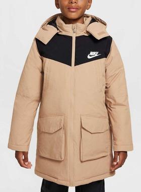Nike耐克大童装 时尚百搭拼色连帽保暖羽绒服HV7189-200