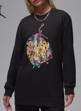 Nike/耐克正品女士JORDAN漫画印花休闲运动透气长袖T恤FV7198-010