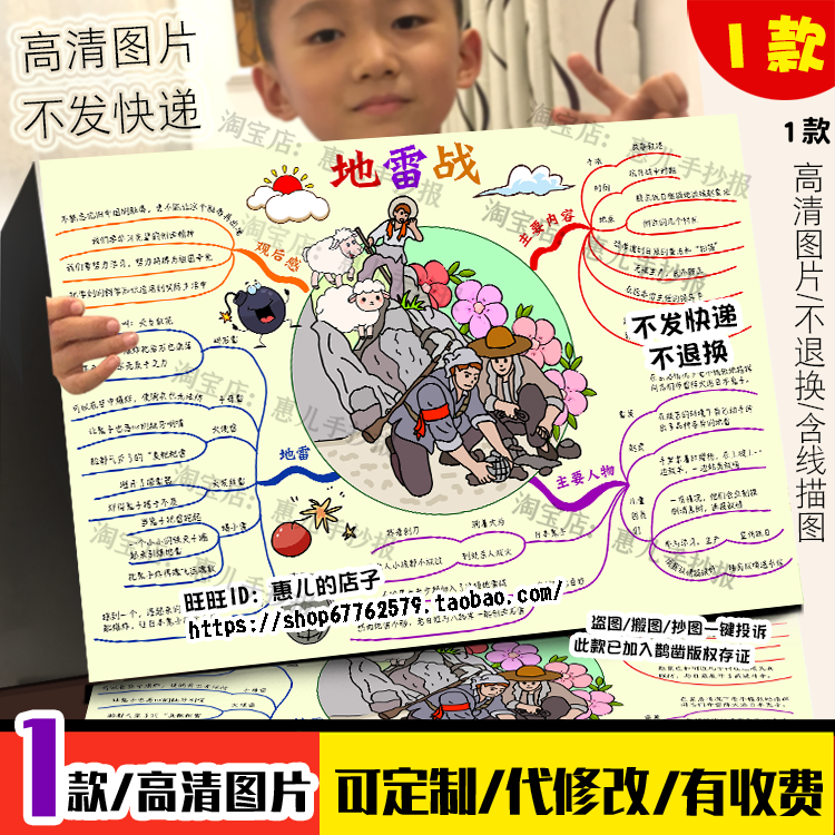 地雷战思维导图手抄报红色经典读后感好书推荐电子小报模版线稿