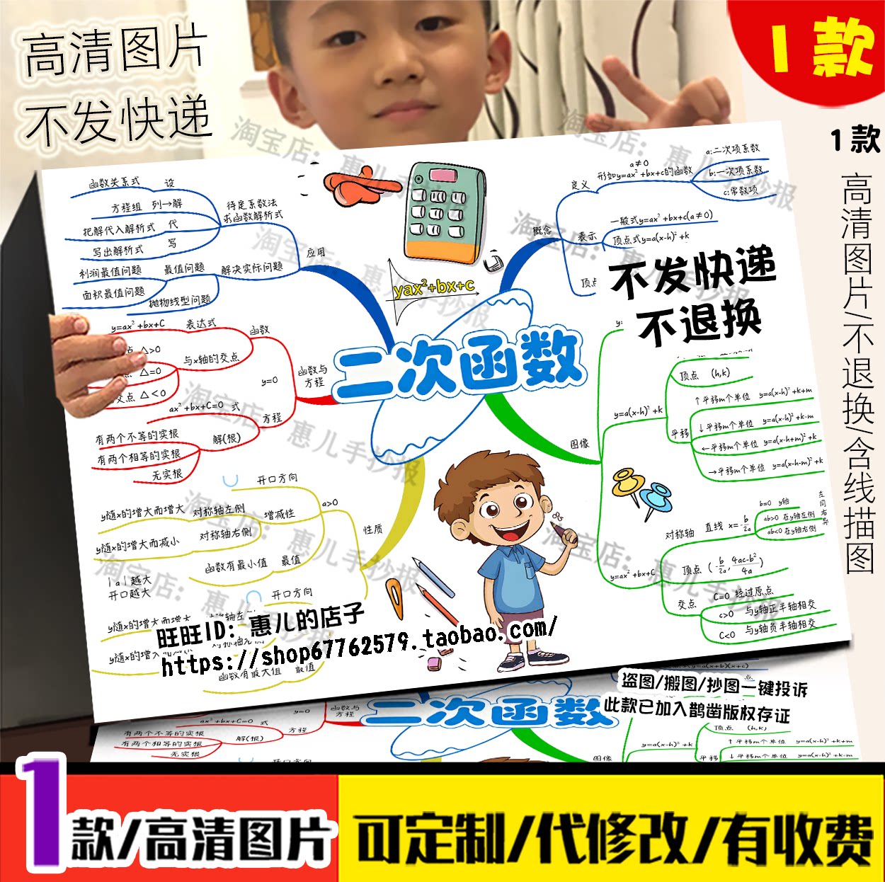 二次函数思维导图手抄报人教九上二十二章数学知识点总结电子小报
