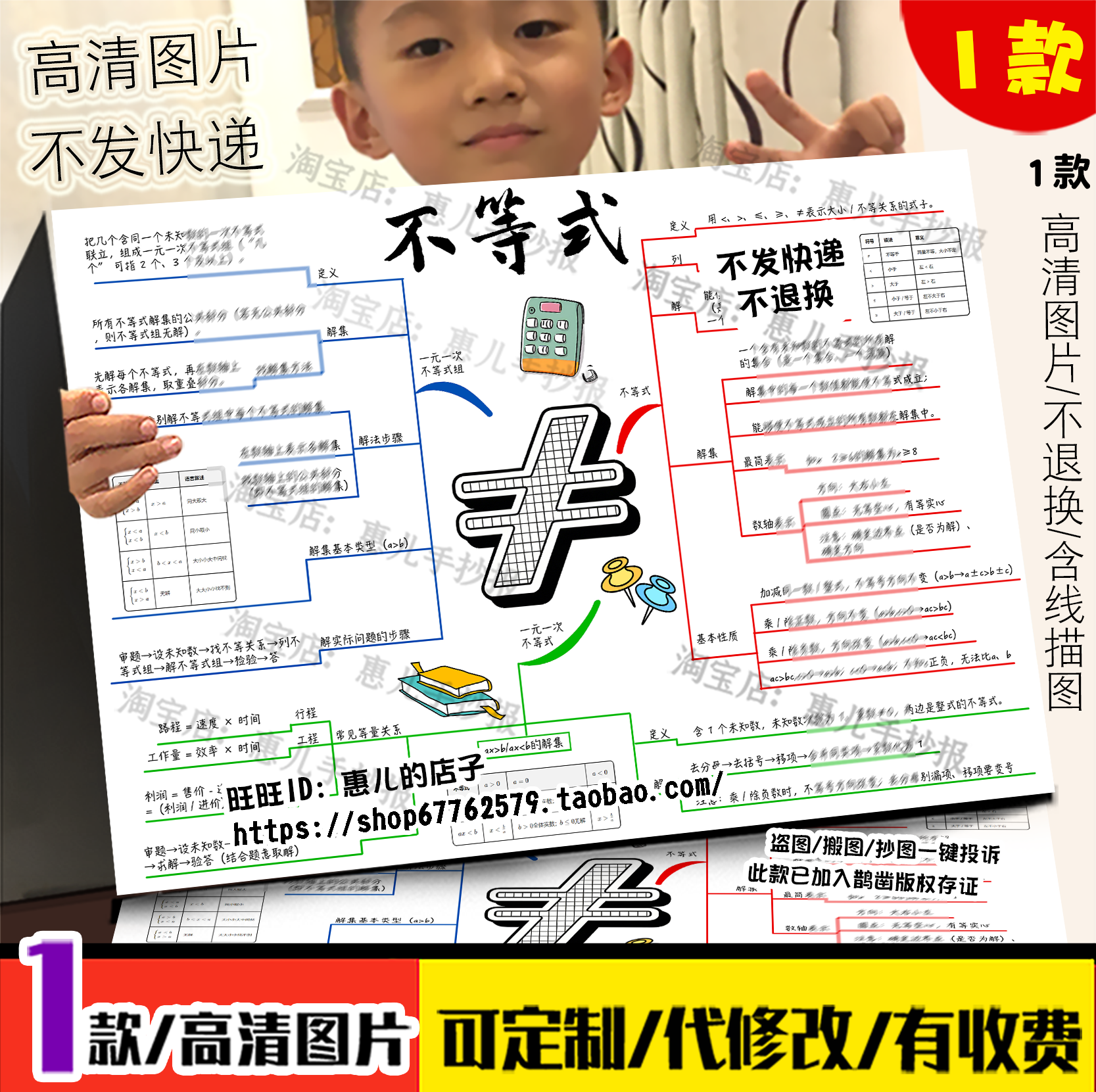 不等式思维导图手抄报一元一次不等式组七年级下册11章知识点小报,商务/设计服务,设计素材/源文件,淘宝优惠券,粉丝福利购,淘宝优惠卷