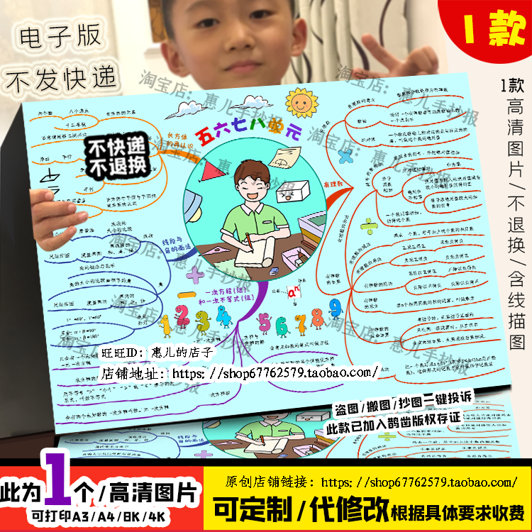 沪六年级数学下册五六七八单元手抄有理数方程与方程的解电子小报,商务/设计服务,设计素材/源文件,淘宝优惠券,粉丝福利购,淘宝优惠卷