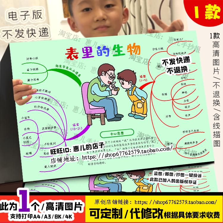 表里的生物思维导图人教六年级语文下册16课电子版手抄报线稿涂色,商务/设计服务,设计素材/源文件,淘宝优惠券,粉丝福利购,淘宝优惠卷