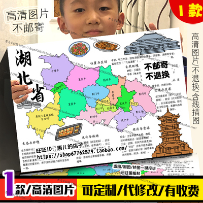 湖北省地理手抄报走进湖北鄂省份初中地理美食旅游知识电子版小报