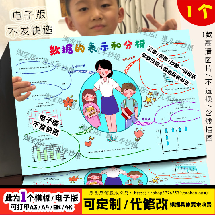 北四年级数学下册六数据的表示和分析思维导图手抄报电子版小报,商务/设计服务,设计素材/源文件,淘宝优惠券,粉丝福利购,淘宝优惠卷