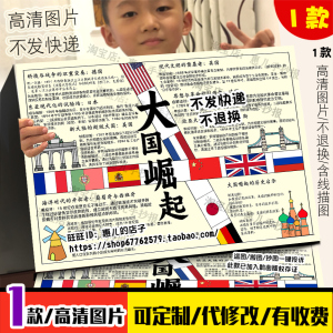 大国崛起纪录片手抄报初高中观影观后感电子小报线稿涂色