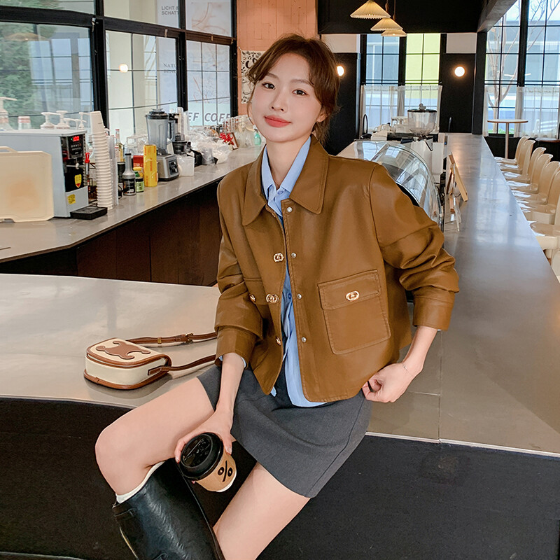 女装/女士精品皮衣其他/other2025年春季长袖水洗皮其他材质100%