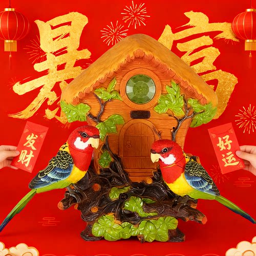 西骑士仿真声控小鸟电动感应鹦鹉会叫会动会说话宠物鸟笼儿童玩具