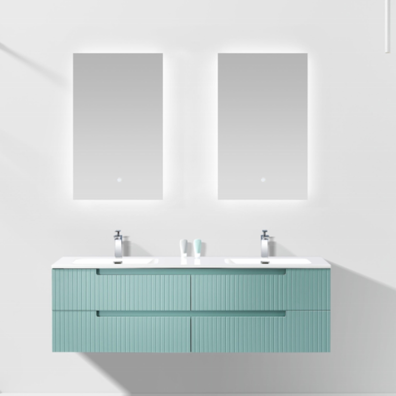 双盆一体盆双盆浴室柜组合绿色挂墙洗漱台简约洗手洗脸盆绿色出口