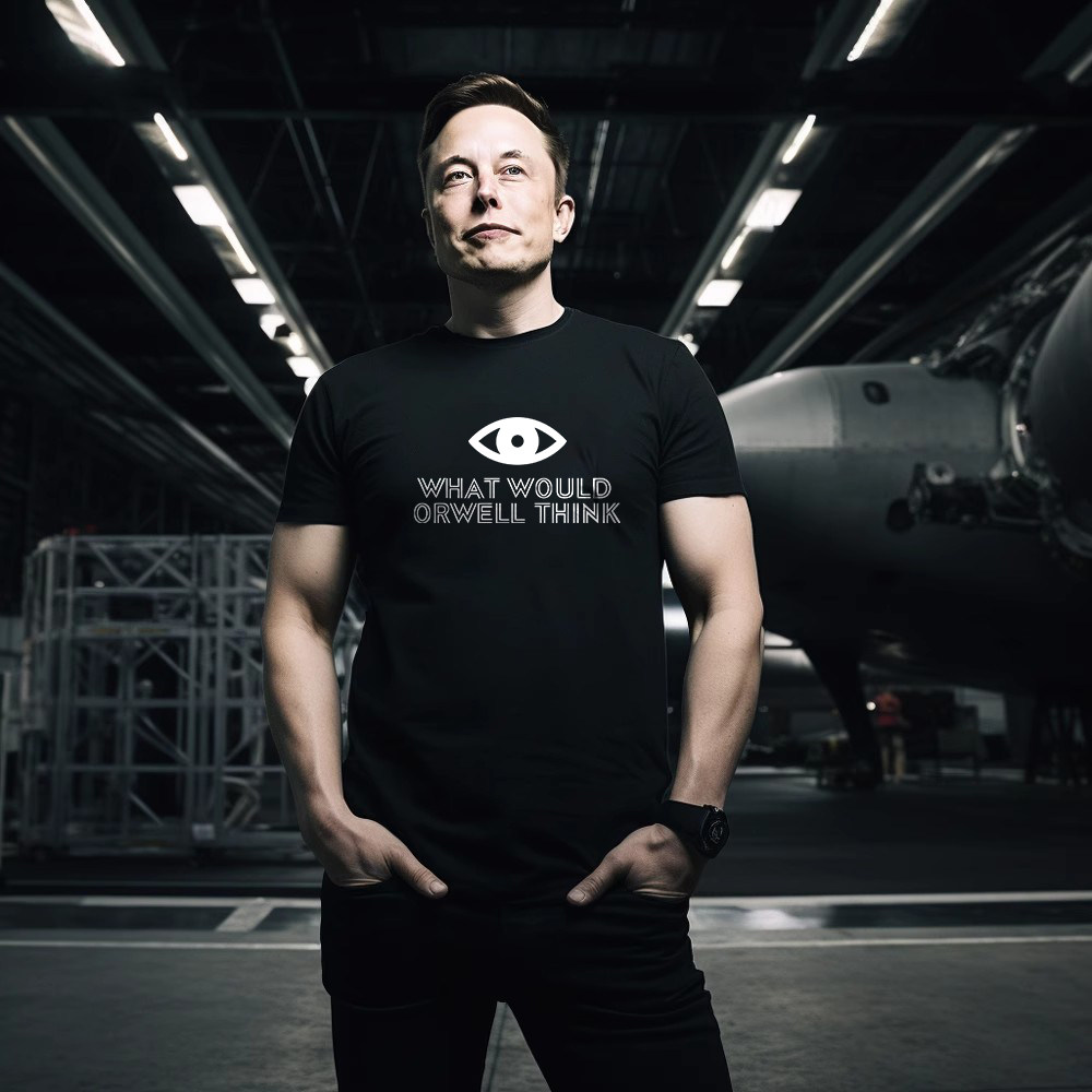 马斯克Elon Musk同款衣服What Would Orwell Think纯棉短袖t恤衫