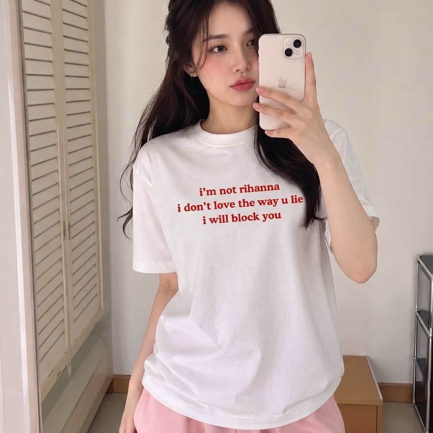 i'mnotrihanna蕾哈娜标语短袖