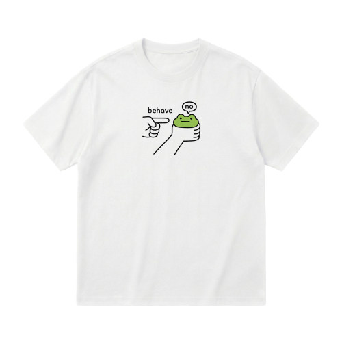Behaveno青蛙纯棉趣味宽松T恤