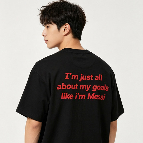 梅西goals双关梗纯棉短袖T恤