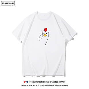 卡通 叮咚鸡 创意纯棉短袖T恤男女宽松休闲百搭上衣情侣装衣服夏