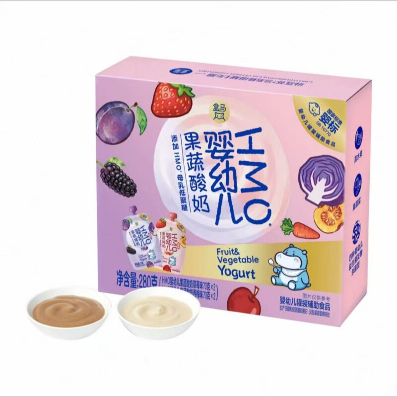 盒马代购  婴幼儿果蔬酸奶西梅味+草莓味70g*4袋装婴幼儿辅助食品