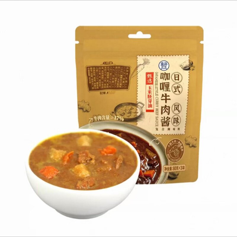 盒马代购日式风味咖喱牛肉酱240g袋装轻辣大粒牛肉拌饭佐餐皆可