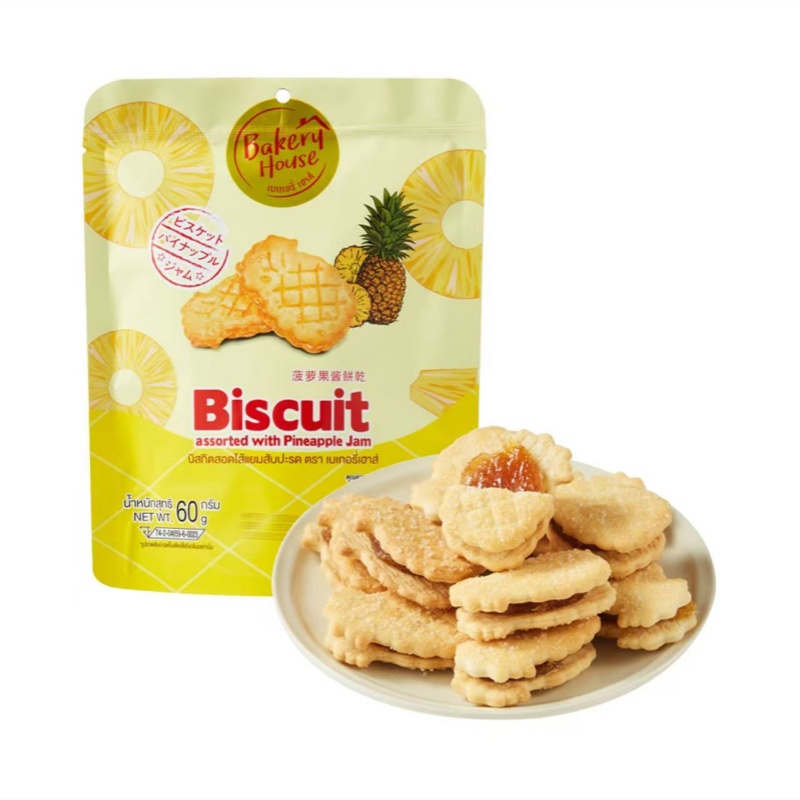 盒马鲜生代购比斯奇果屋菠萝果酱夹心饼干60g泰国进口菠萝造型