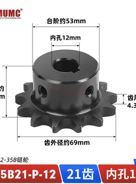 VLD02-06C-21齿链轮45钢SP35B成品孔带键槽高频淬火发黑现货