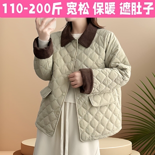 羽绒棉服200斤宽松百搭孕期保暖外套中长款 秋冬款 棉衣a 孕妇装 大码