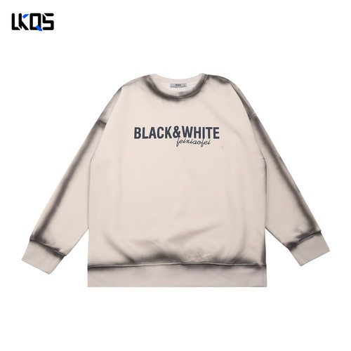 骆克骑士潮牌25秋圆领卫衣男微阔简约长袖扎染上衣套头外穿打底