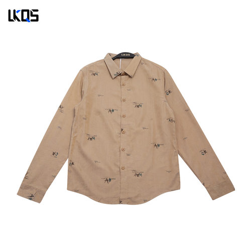 骆克骑士潮牌25秋合身版长袖衬衫男衬衣休闲基础青少年外套高级感