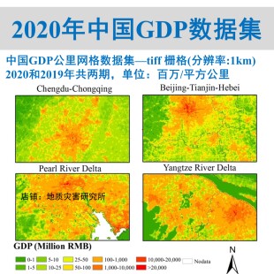 中国公里网格GDP数据集(2019年,2020年)GDP空间分布tiff栅格